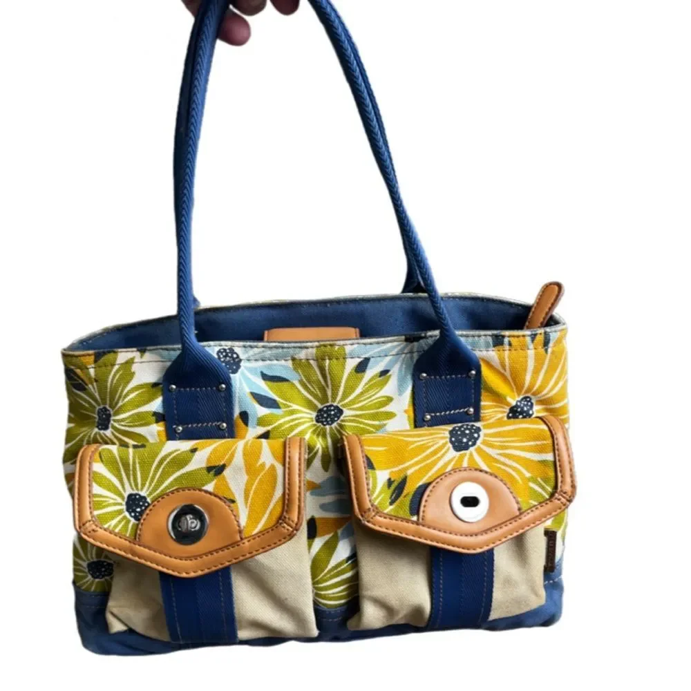 Franco Sarto bold floral cotton canvas satchel bag